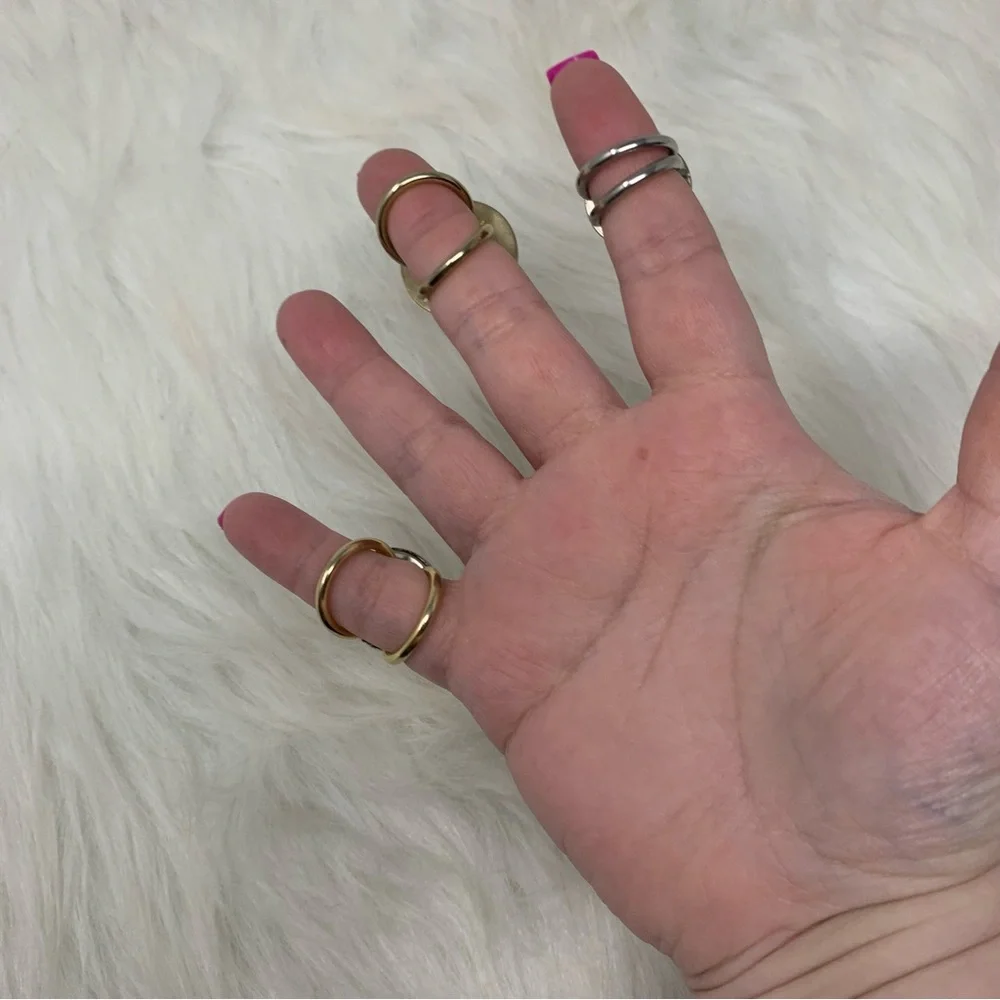 Ring Set (3) Pinky Size or Youth Girls Rose Gold and Silver Costume Jewelry